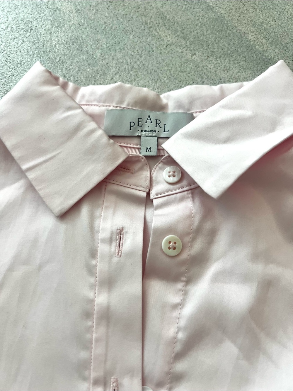 Pearl by Lela Rose Blouse Button Front Flutter Sleeve Collared Relaxed ,Size M - Picture 5 of 9